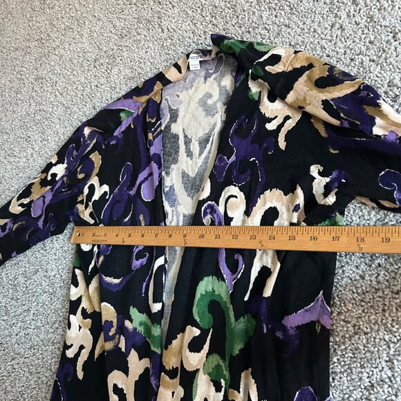 Chico's Woman's Sz Large Scroll Print Cardigan Sweater Ling Sleeve - Picture 5 of 11